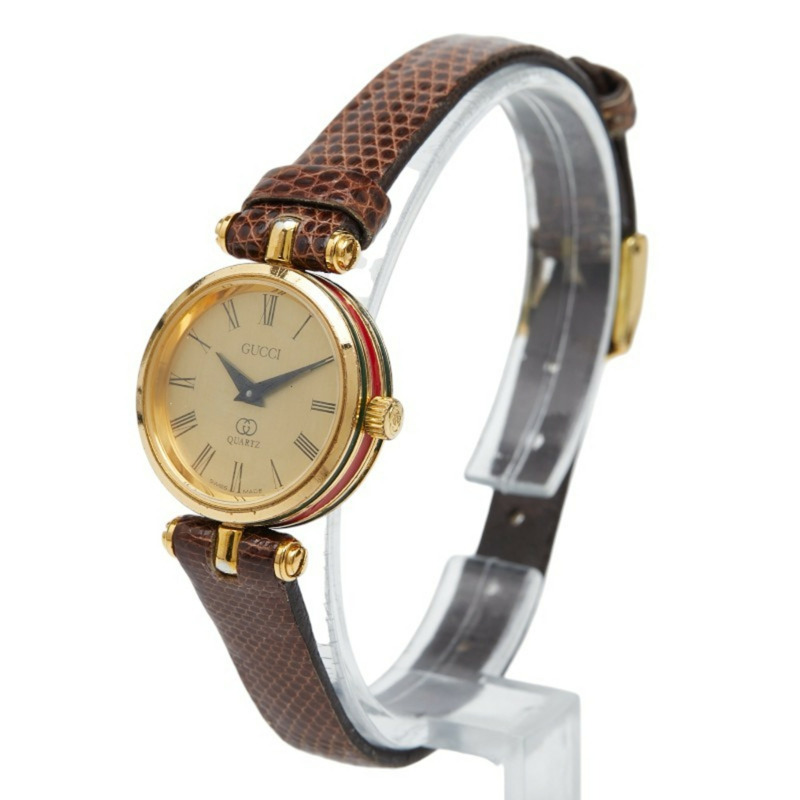 Gucci Sherry 系列石英腕錶,金色錶盤,鍍金皮錶帶,女士款-1