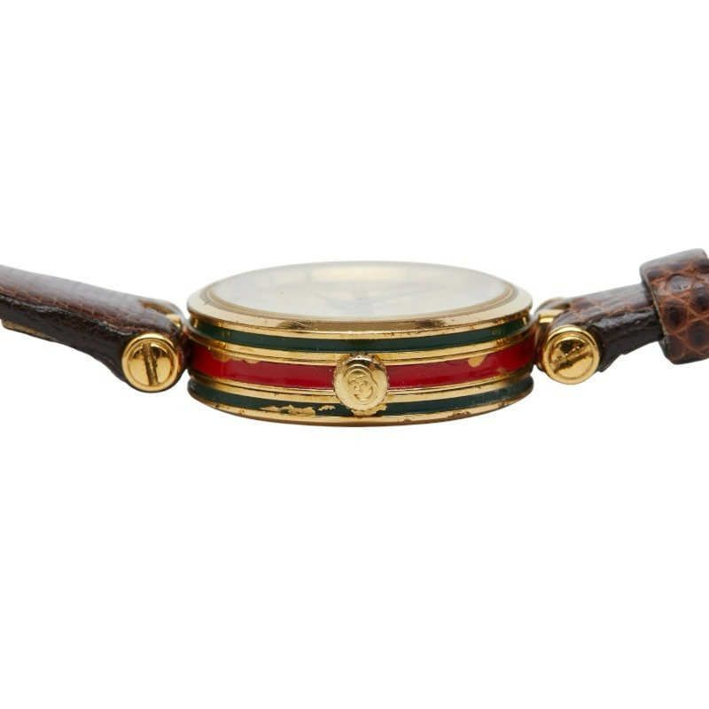 Gucci Sherry 系列石英腕錶,金色錶盤,鍍金皮錶帶,女士款-3