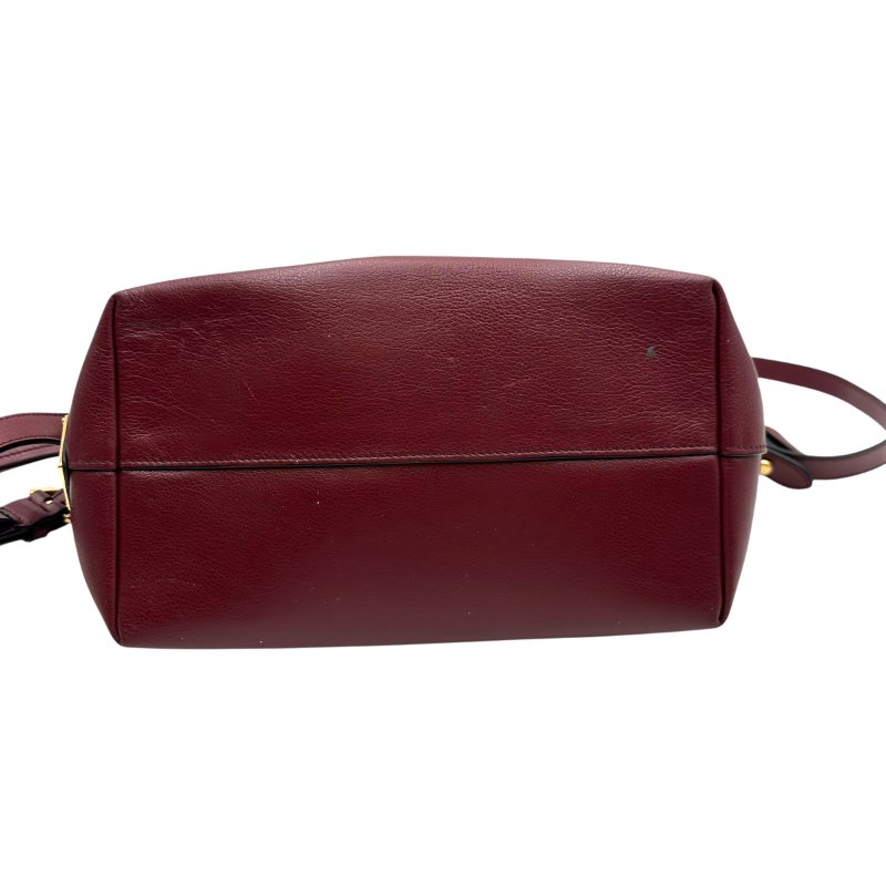 【美收精品】PRADA 復古大LOGO牛皮兩用拉鍊手提包(酒紅) C-104【隔月月中將轉賣至日本 上架期限30天】-2