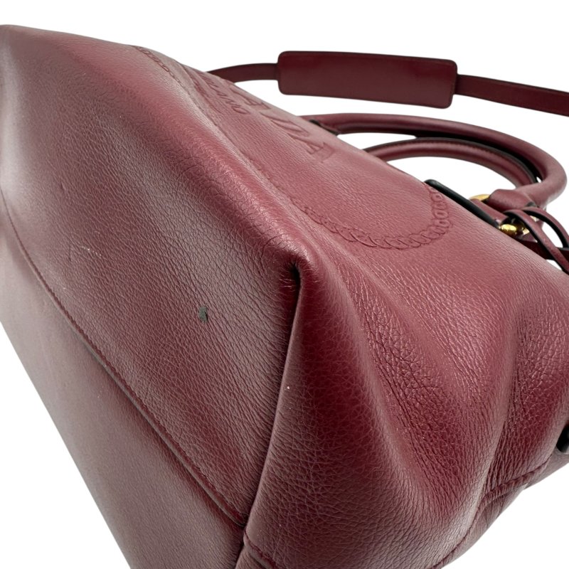 【美收精品】PRADA 復古大LOGO牛皮兩用拉鍊手提包(酒紅) C-104【隔月月中將轉賣至日本 上架期限30天】-3
