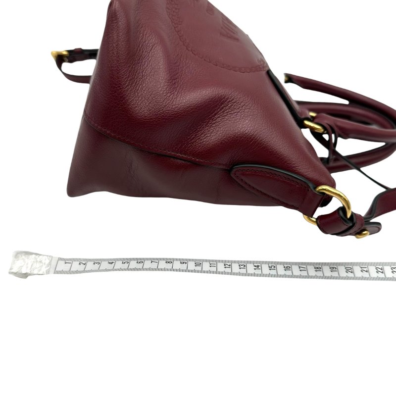 【美收精品】PRADA 復古大LOGO牛皮兩用拉鍊手提包(酒紅) C-104【隔月月中將轉賣至日本 上架期限30天】-15