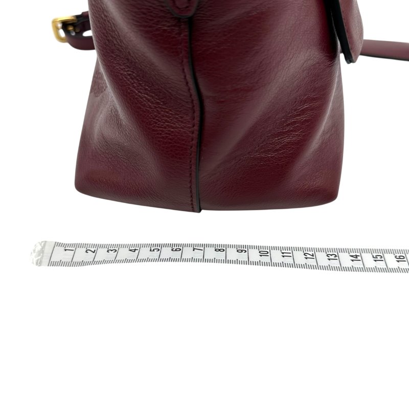 【美收精品】PRADA 復古大LOGO牛皮兩用拉鍊手提包(酒紅) C-104【隔月月中將轉賣至日本 上架期限30天】-16