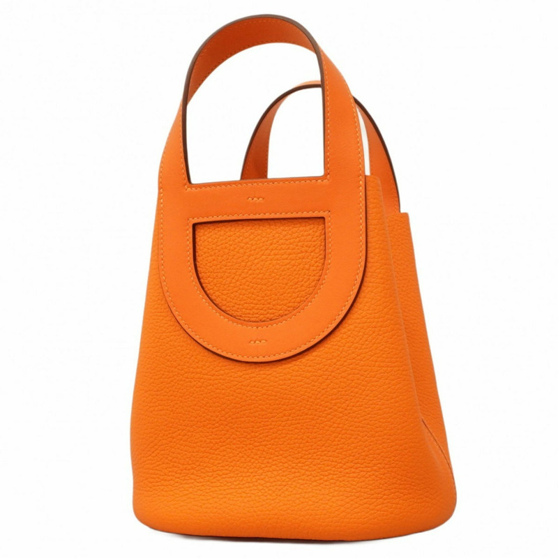 愛馬仕 Hermès In the Loop 18 手提包，Taurillon Clemence 皮革，橙色，雙印章，女士款-7