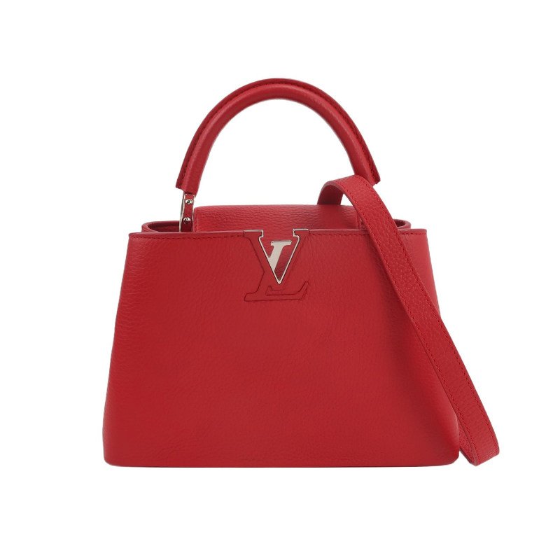 Louis Vuitton(LV)CapucinesBB牛皮純色金屬LV搭扣單肩包-0