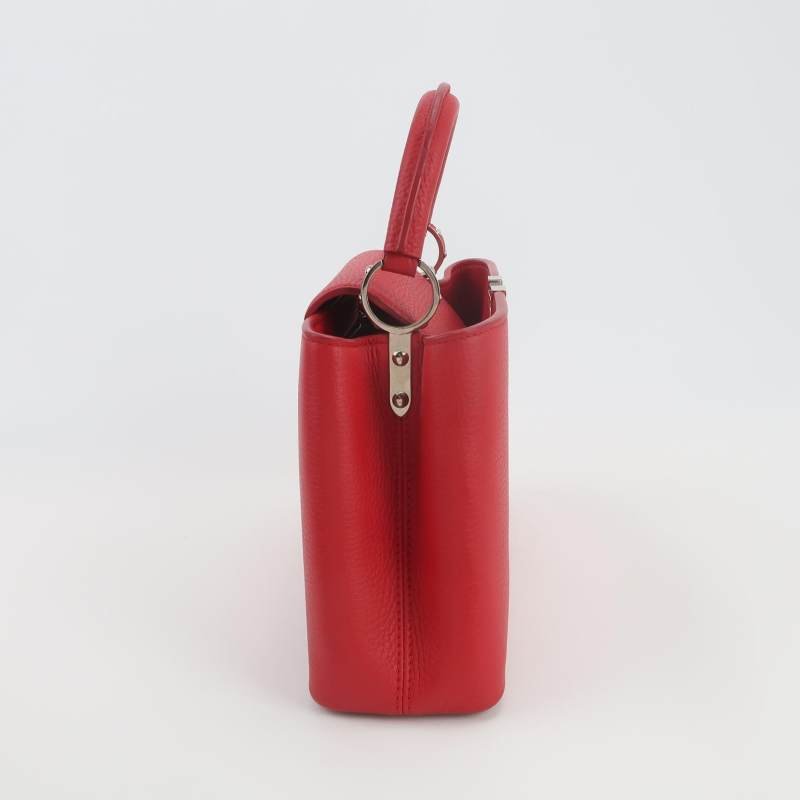 Louis Vuitton(LV)CapucinesBB牛皮純色金屬LV搭扣單肩包-3