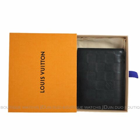 金鐸精品~C776 LOUIS VUUTTON LV 路易威登 N63124 黑色棋盤格壓紋小牛皮男士短夾