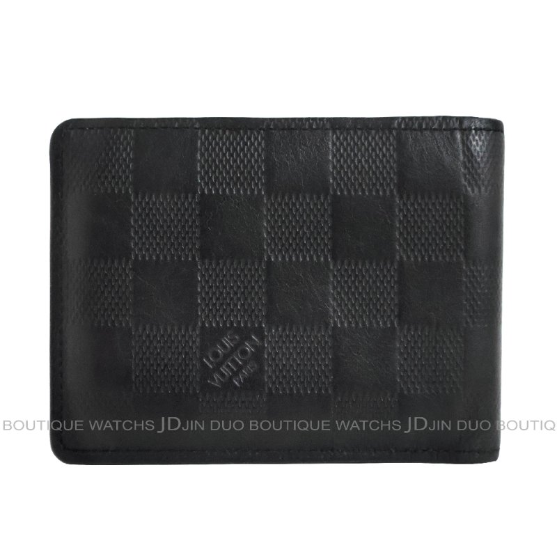 金鐸精品~C776 LOUIS VUUTTON LV 路易威登 N63124 黑色棋盤格壓紋小牛皮男士短夾-1