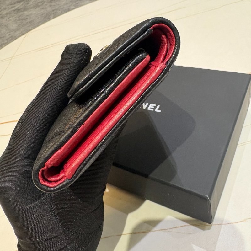 *SHIHNA名牌精品* CHANEL 19 黑色羊皮金釦 三折短夾-2