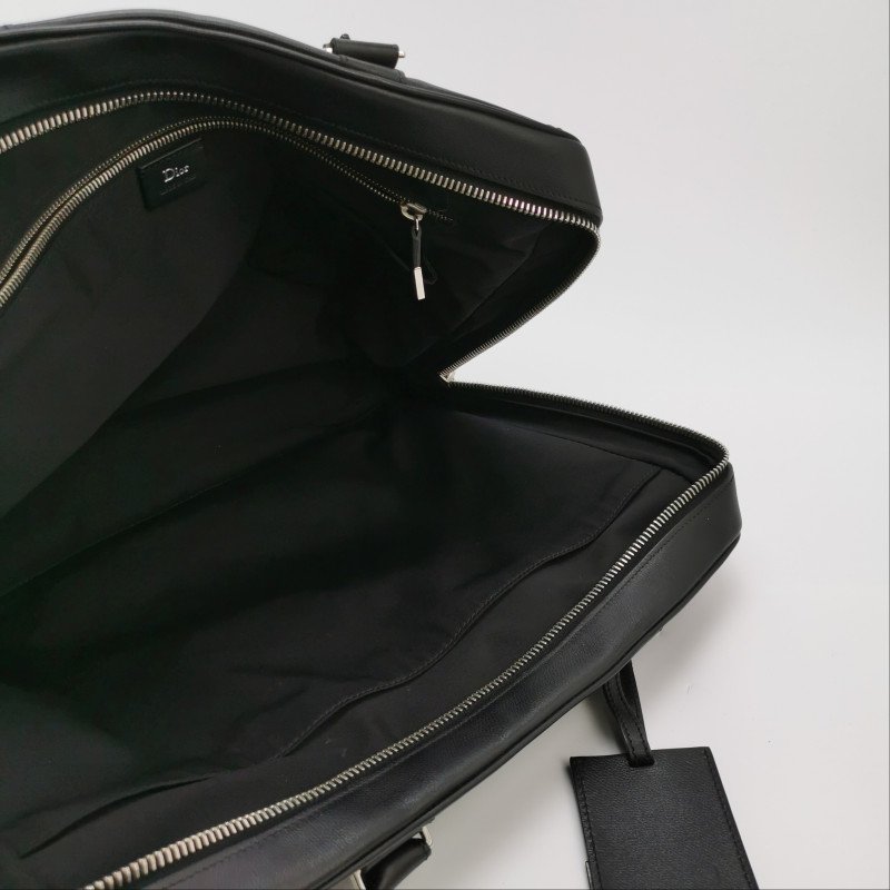 Dior牛皮純色拉鏈公文包手提包-6