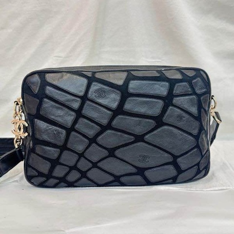 Chanel 絨毛皮革拼色相機包 vintage 中古 二手 特價
