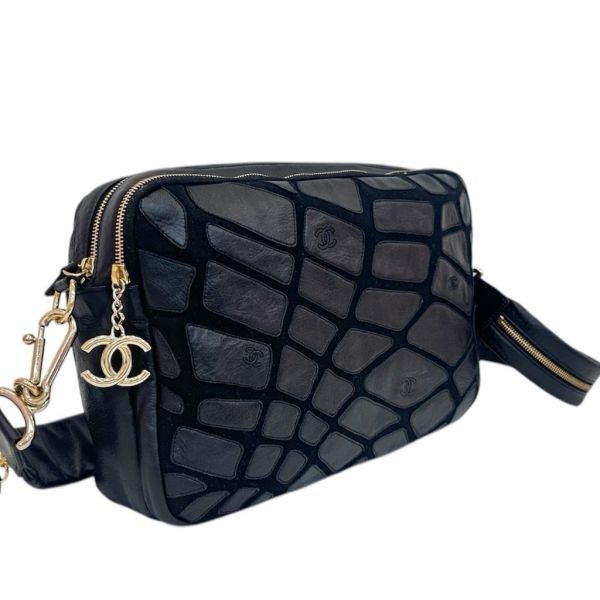 Chanel 絨毛皮革拼色相機包 vintage 中古 二手 特價-5