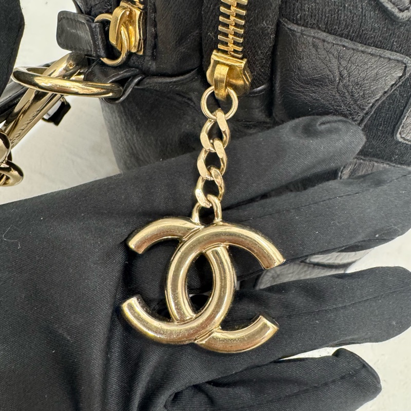 Chanel 絨毛皮革拼色相機包 vintage 中古 二手 特價-11