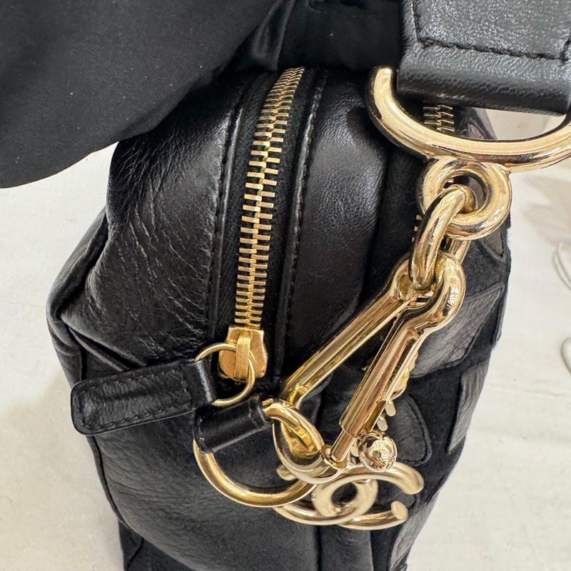 Chanel 絨毛皮革拼色相機包 vintage 中古 二手 特價-12