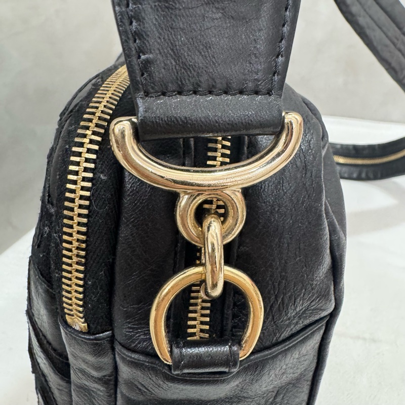 Chanel 絨毛皮革拼色相機包 vintage 中古 二手 特價-13