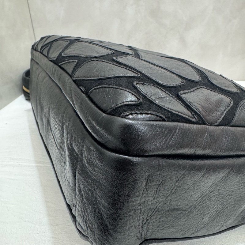 Chanel 絨毛皮革拼色相機包 vintage 中古 二手 特價-17