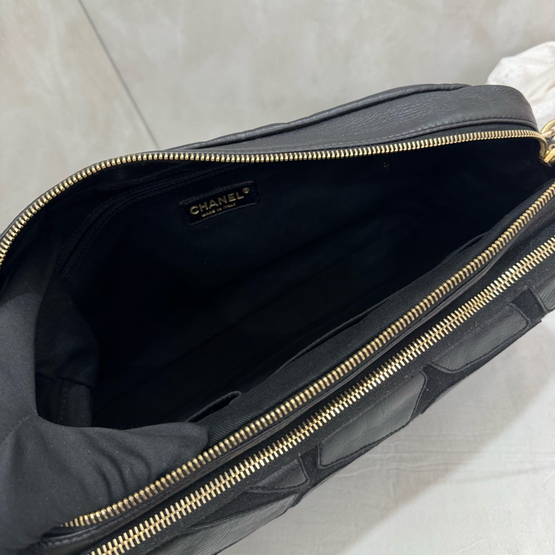 Chanel 絨毛皮革拼色相機包 vintage 中古 二手 特價-21
