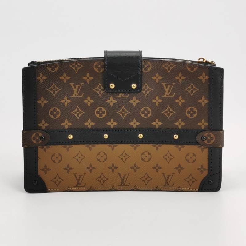 Louis Vuitton(LV)Trunk Clutch軟箱牛皮拼色Monogram印花S-lock鎖扣斜挎包單肩包-4