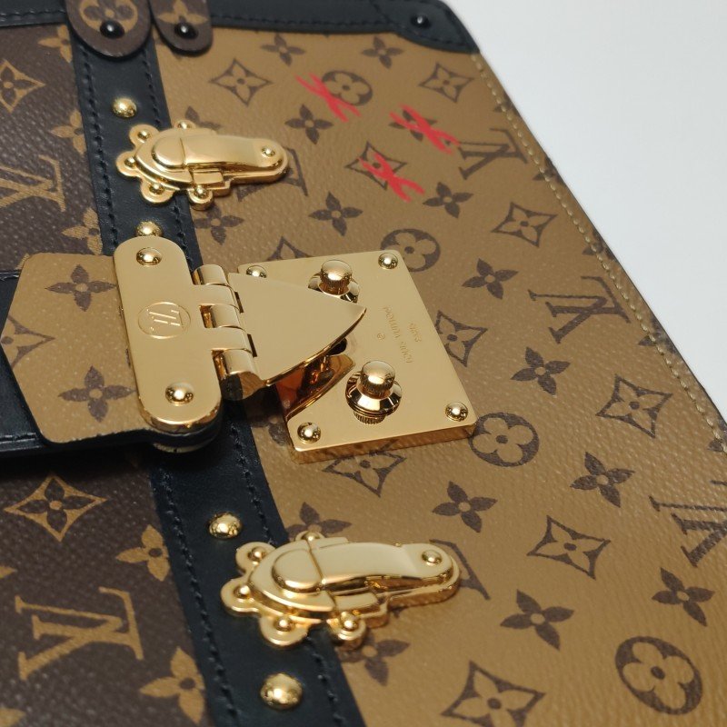 Louis Vuitton(LV)Trunk Clutch軟箱牛皮拼色Monogram印花S-lock鎖扣斜挎包單肩包-12