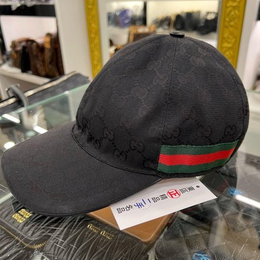 東區正精品㊣Gucci 200035 黑色緹花布拼綠紅綠帽子棒球帽 S號 RZ6155-2