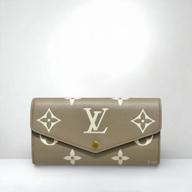 LV長夾 Sarah 斑鳩灰色/奶油色信封下蓋長夾M81049-0