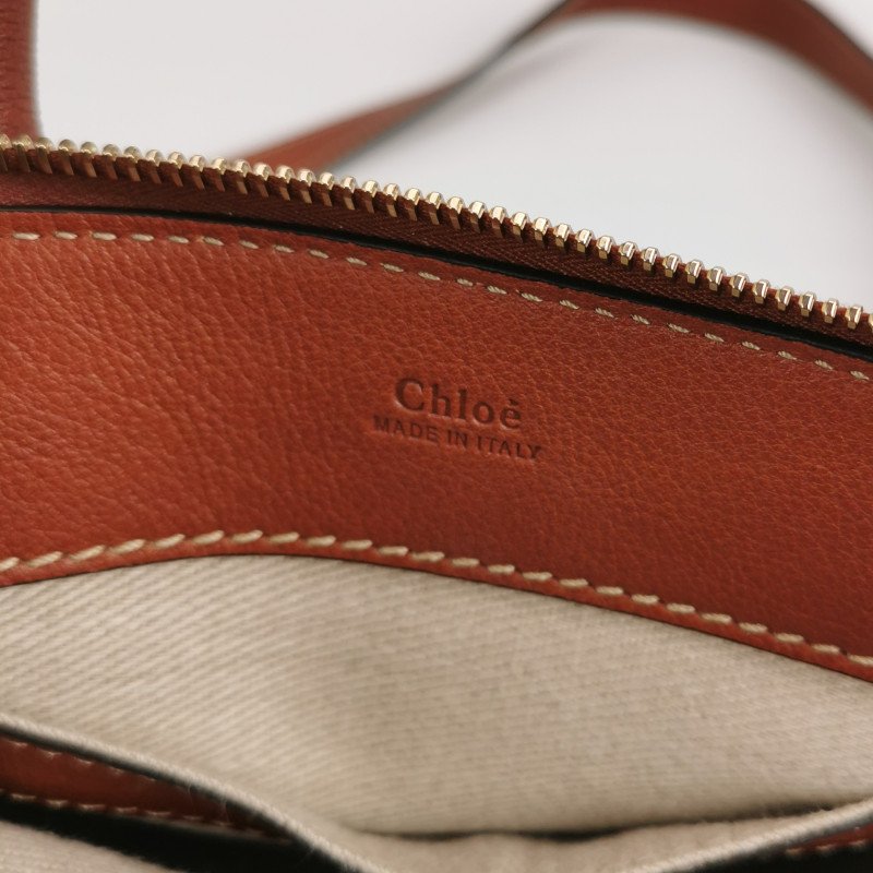 Chloe Edith迷你牛皮帆布拼色字母logo壓紋斜挎包單肩包-7
