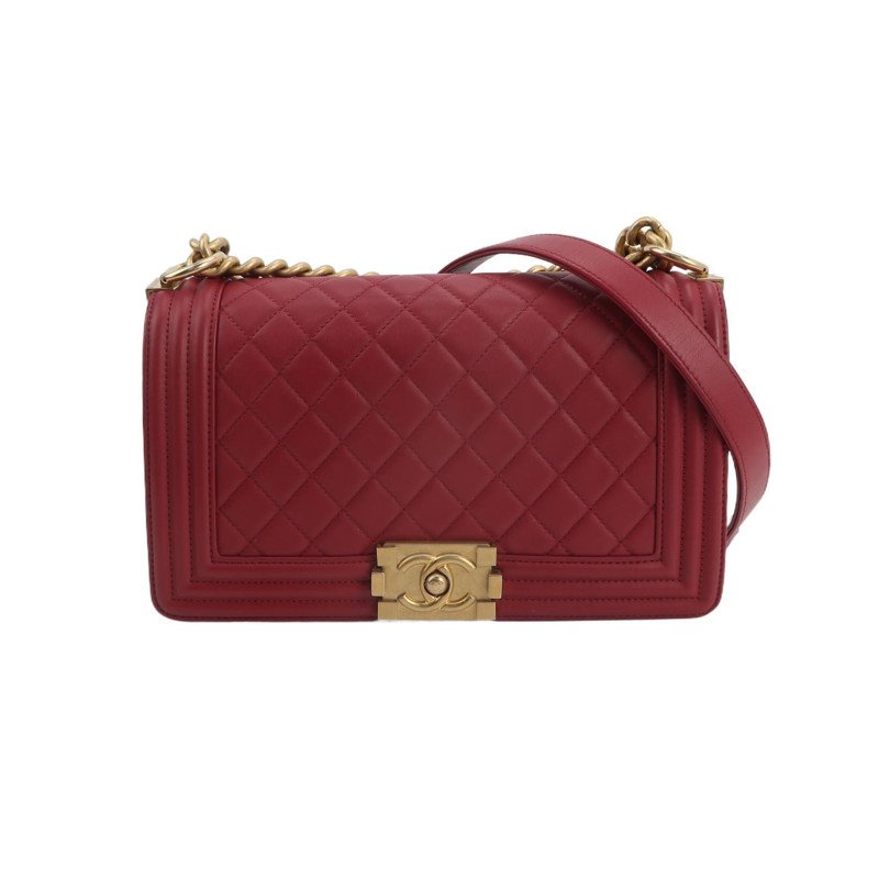 Chanel Leboy季節限定款中號牛皮菱格絎縫方形雙C鎖扣斜挎包單肩包-0