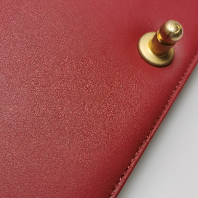 Chanel Leboy季節限定款中號牛皮菱格絎縫方形雙C鎖扣斜挎包單肩包-17