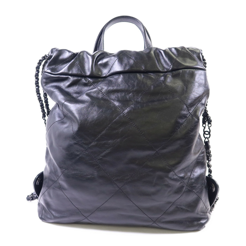 CHANEL 牛皮皮革Chanel 22銀扣鏈帶背包-1