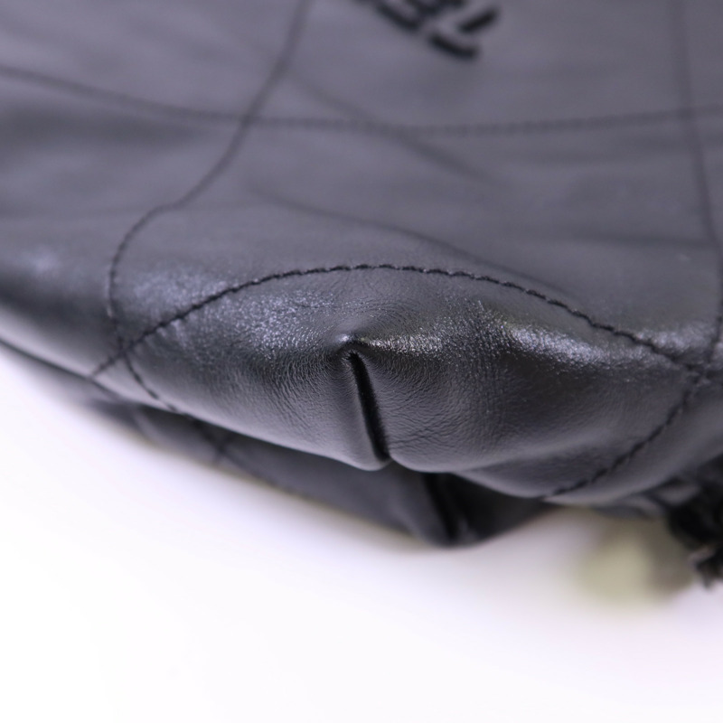 CHANEL 牛皮皮革Chanel 22銀扣鏈帶背包-11