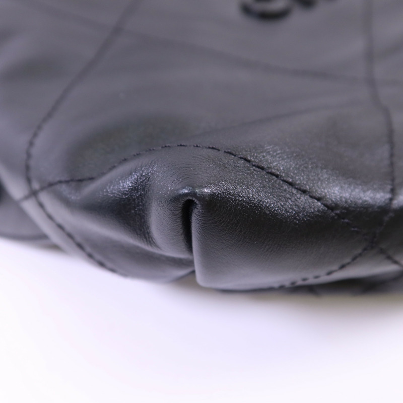 CHANEL 牛皮皮革Chanel 22銀扣鏈帶背包-12