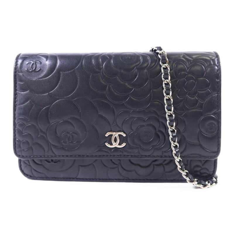 CHANEL 羊皮皮革Wallet On Chain銀扣鏈帶肩背袋-0