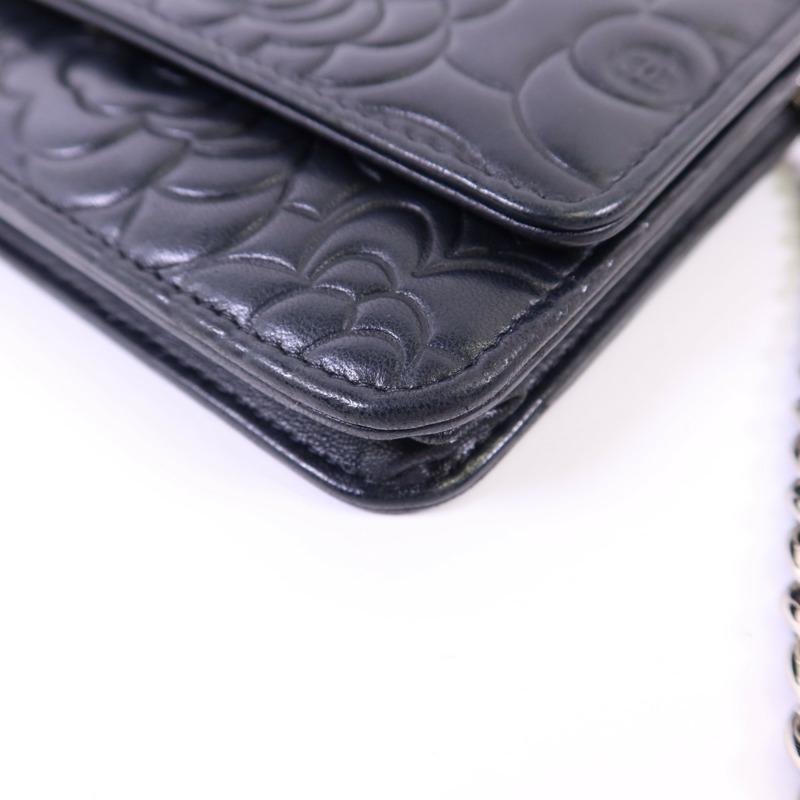 CHANEL 羊皮皮革Wallet On Chain銀扣鏈帶肩背袋-10