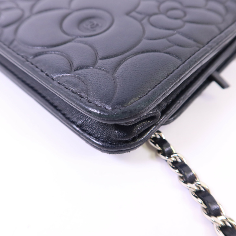 CHANEL 羊皮皮革Wallet On Chain銀扣鏈帶肩背袋-12