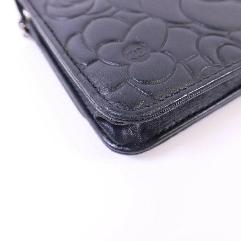 CHANEL 羊皮皮革Wallet On Chain銀扣鏈帶肩背袋-13