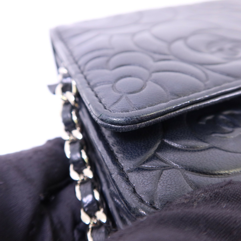 CHANEL 羊皮皮革Wallet On Chain銀扣鏈帶肩背袋-15