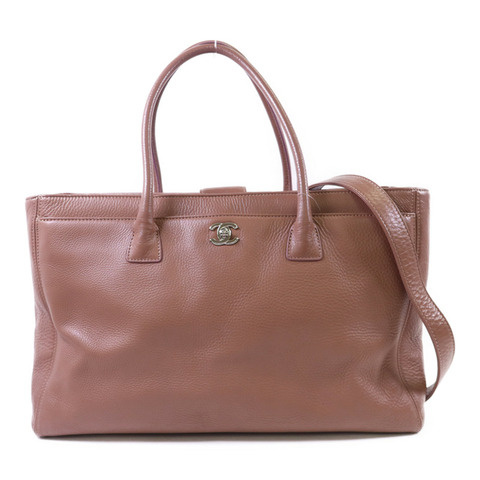 CHANEL 牛皮皮革Executive Cerf Tote Bag銀扣手挽肩背兩用袋