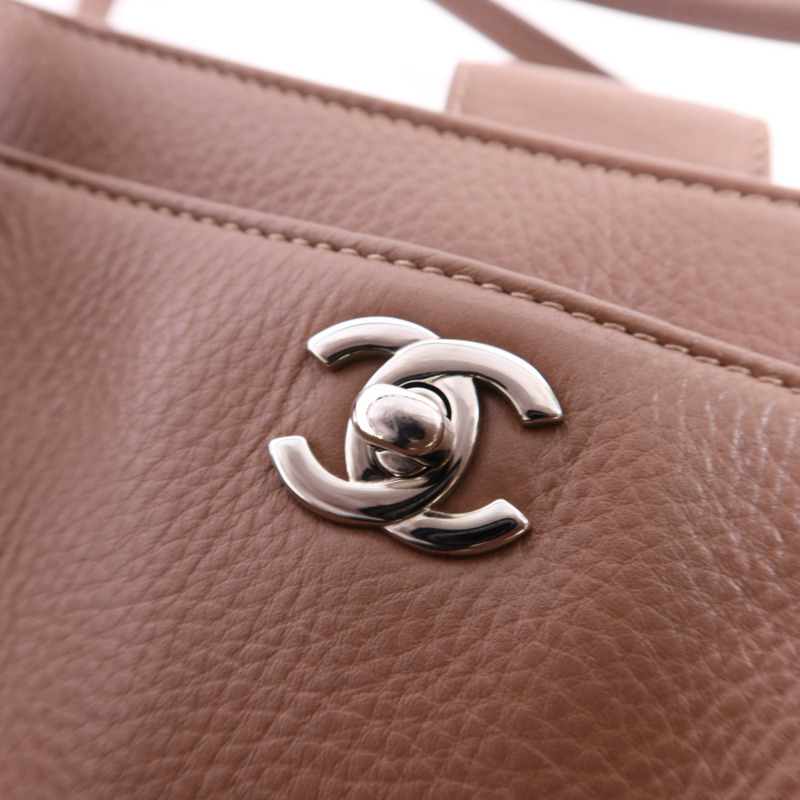 CHANEL 牛皮皮革Executive Cerf Tote Bag銀扣手挽肩背兩用袋-12