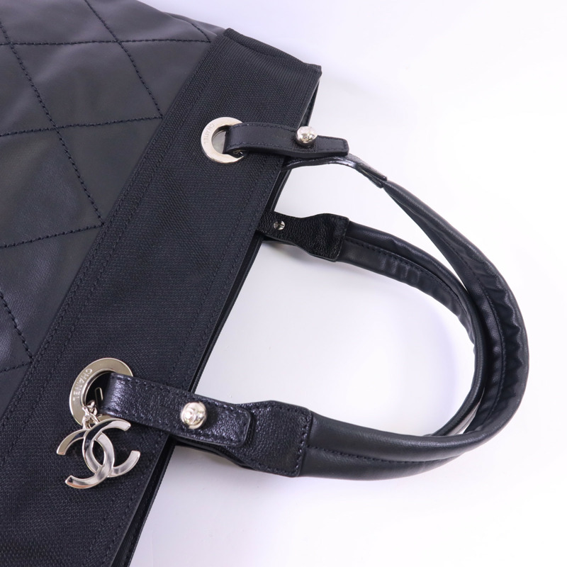 CHANEL 塗層帆布/尼龍Paris Biarritz Tote Bag銀扣手挽袋-4