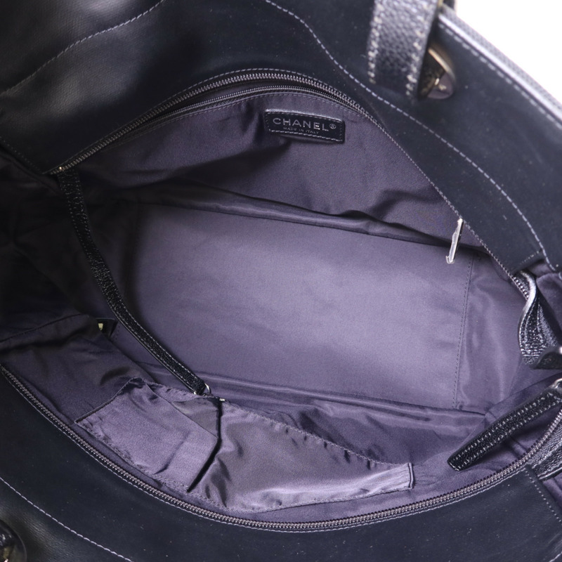 CHANEL 塗層帆布/尼龍Paris Biarritz Tote Bag銀扣手挽袋-5