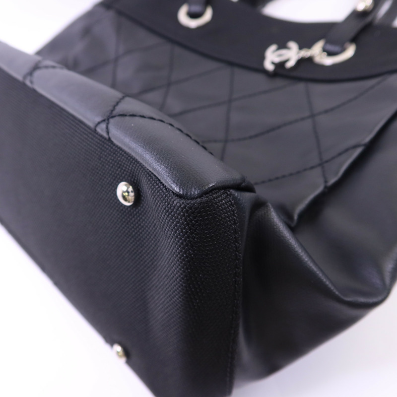 CHANEL 塗層帆布/尼龍Paris Biarritz Tote Bag銀扣手挽袋-10
