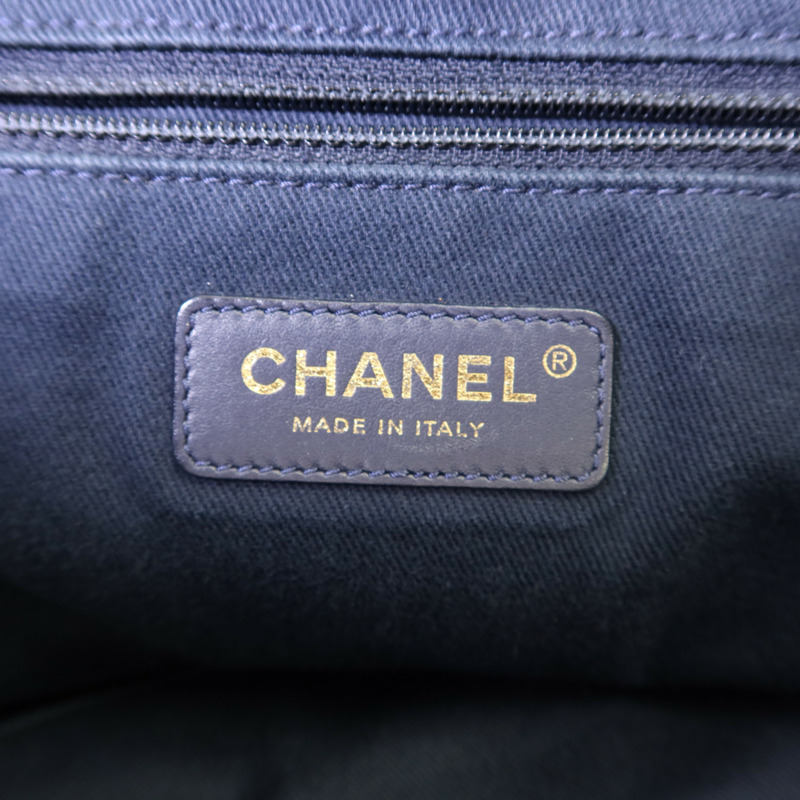 CHANEL 帆布Deauville Tote Bag金扣手挽袋-6