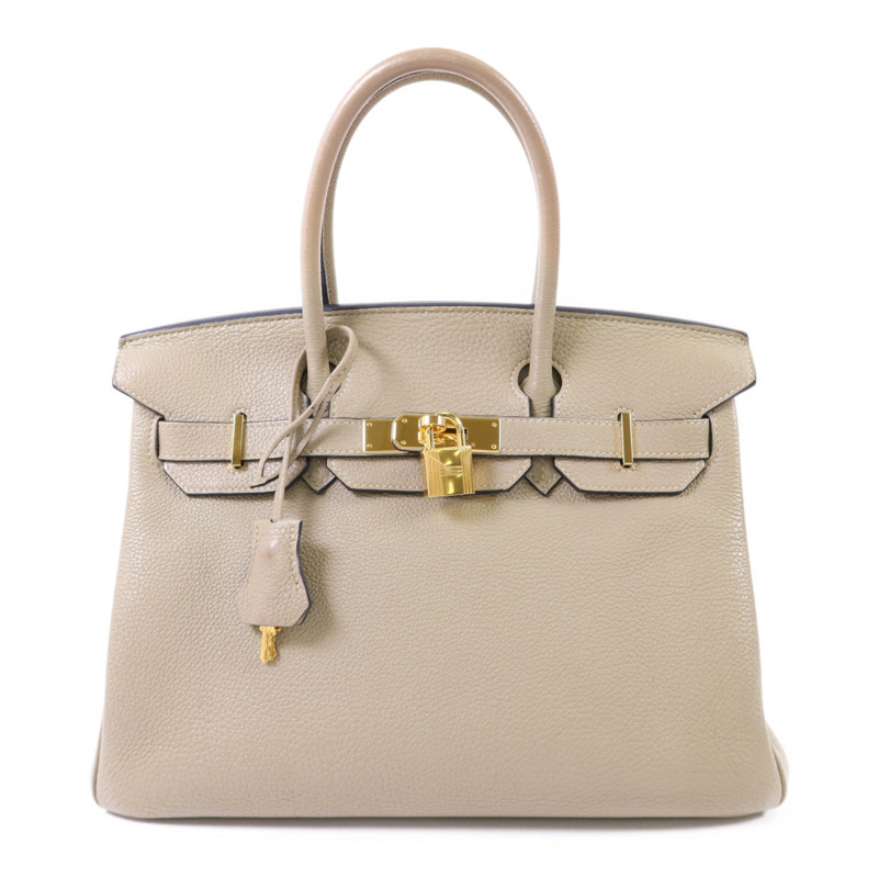 HERMES Clemence皮革Birkin 30金扣手挽袋Gris Tourterelle-0