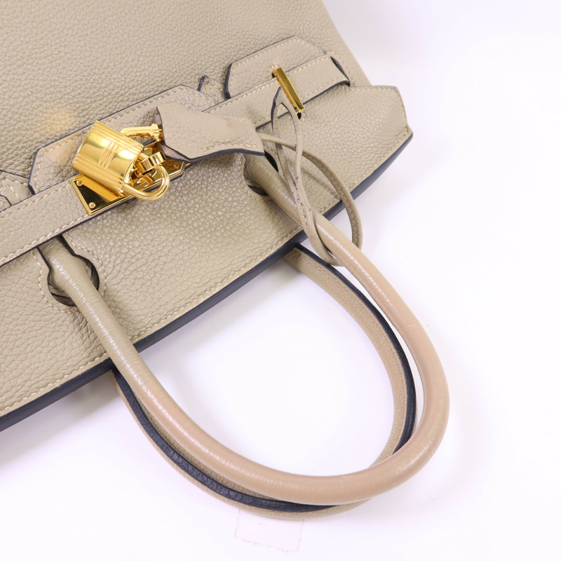 HERMES Clemence皮革Birkin 30金扣手挽袋Gris Tourterelle-4