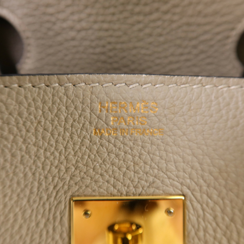 HERMES Clemence皮革Birkin 30金扣手挽袋Gris Tourterelle-6