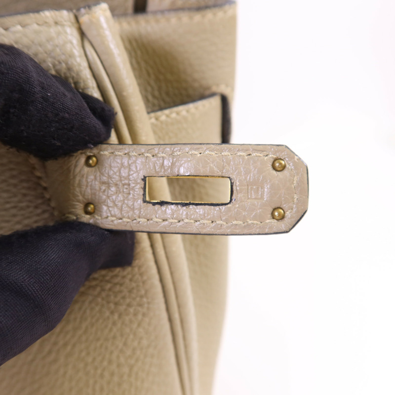 HERMES Clemence皮革Birkin 30金扣手挽袋Gris Tourterelle-7