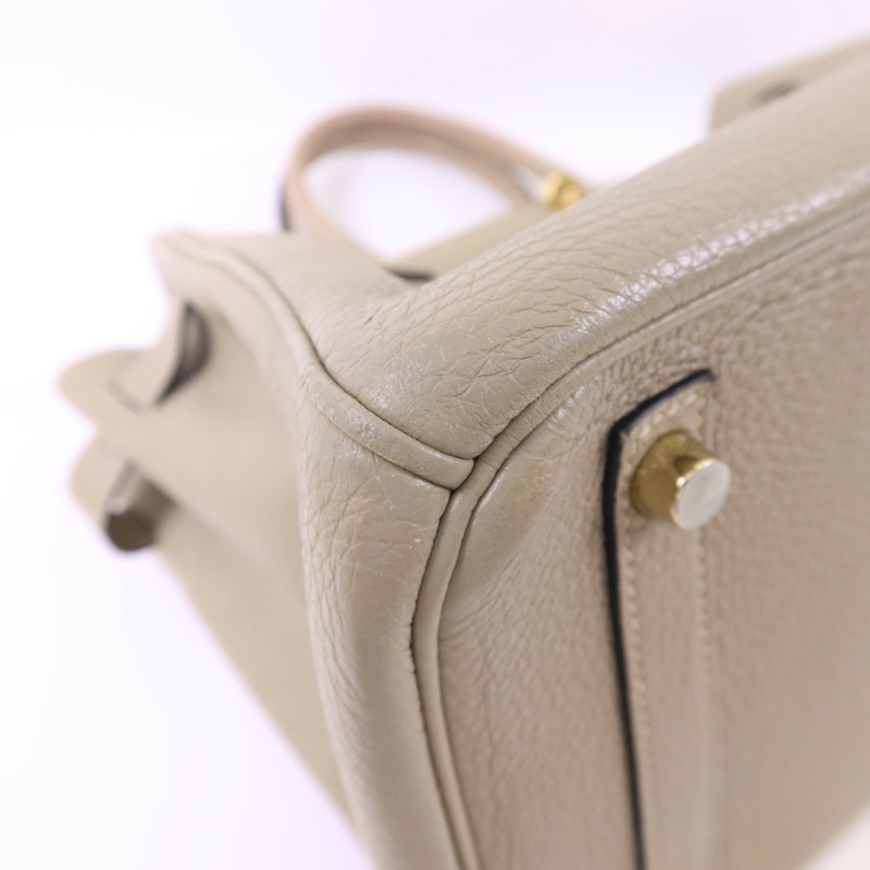 HERMES Clemence皮革Birkin 30金扣手挽袋Gris Tourterelle-13