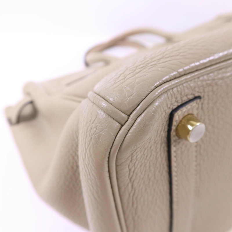 HERMES Clemence皮革Birkin 30金扣手挽袋Gris Tourterelle-15