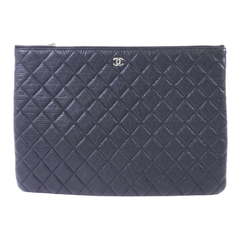 CHANEL 羊皮皮革Pouch銀扣手拿包