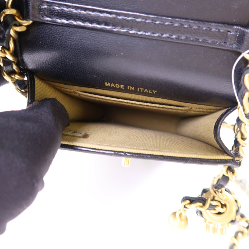 CHANEL 羊皮皮革Phone Bag With Gold Ball金扣鏈帶肩背袋-5