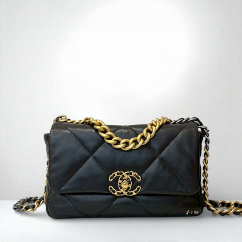 Chanel包包 黑金羊皮19系列小號手提斜背包AS1160-0